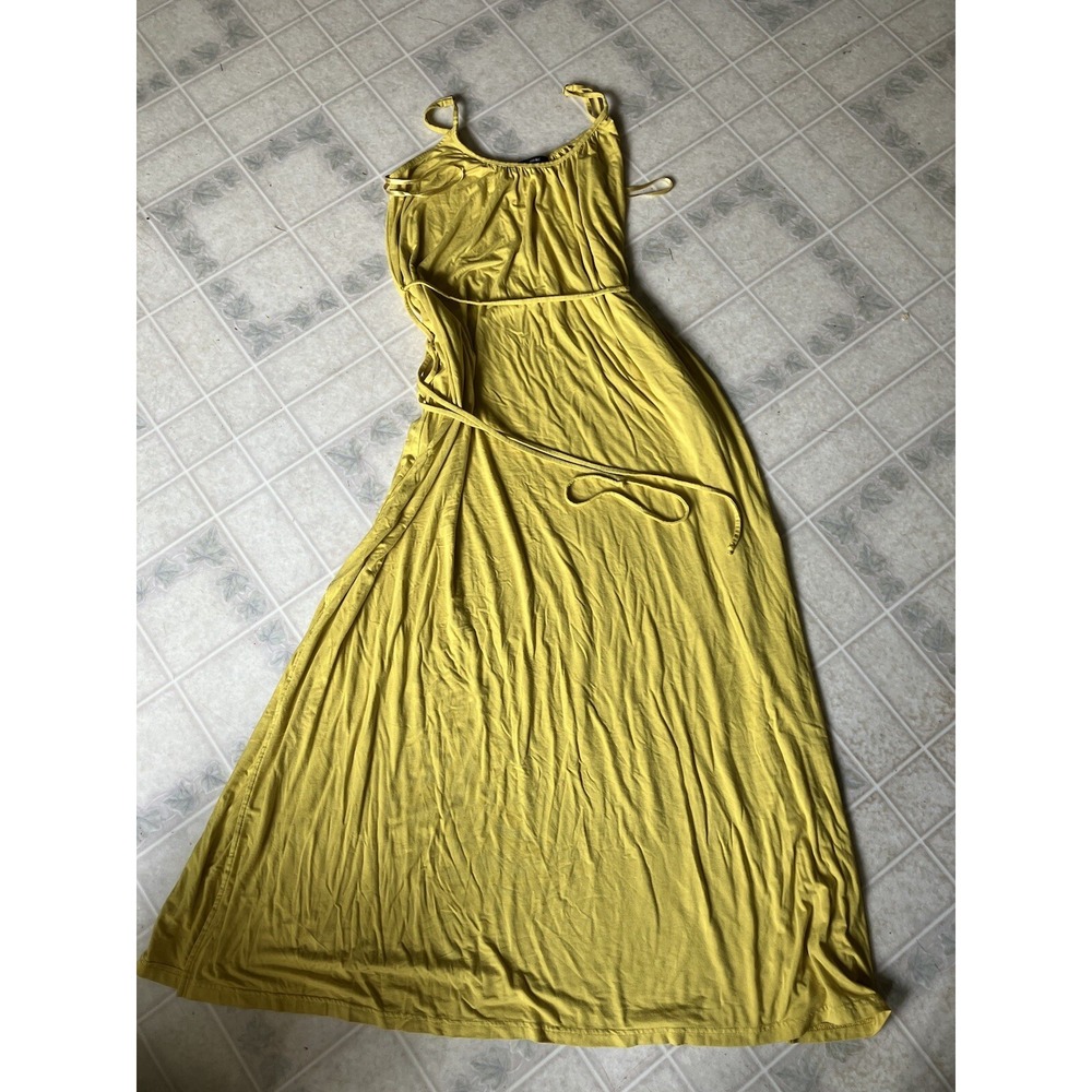banana republic Strappy Summer MAXI Dress Size Small Yellow String Belt slits